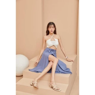 C41 รองเท้าส้นสูง 2.5 นิ้ว สีครีม(เท้าอวบ+1ไซส์) รุ่น"4K High Heels"แบบสวม 4 สายหนังนิ่ม