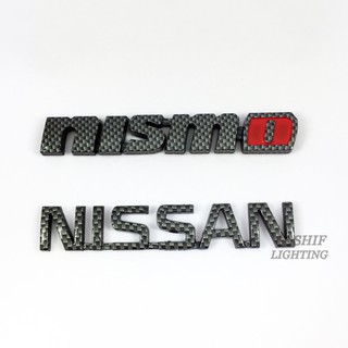 1 x คาร์บอนไฟเบอร์ ลายโลโก้ NISMO NISSAN ป้ายสติกเกอร์ตราสัญลักษณ์ด้านหลังรถยนต์