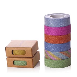 Masking tape glitter เทปตกแต่ง กากเพชร สีทอง สีเงิน diy washi tape