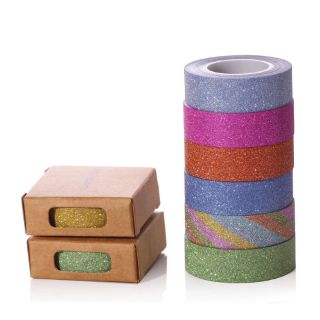 Masking tape glitter เทปตกแต่ง กากเพชร สีทอง สีเงิน diy washi tape