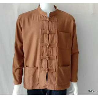 เสื้อพื้นเมืองชาย เสื้อคอจีนแขนยาวกระดุม10เม็ด [ใส่โค้ด HFNY22 ลดทันที 50.-]