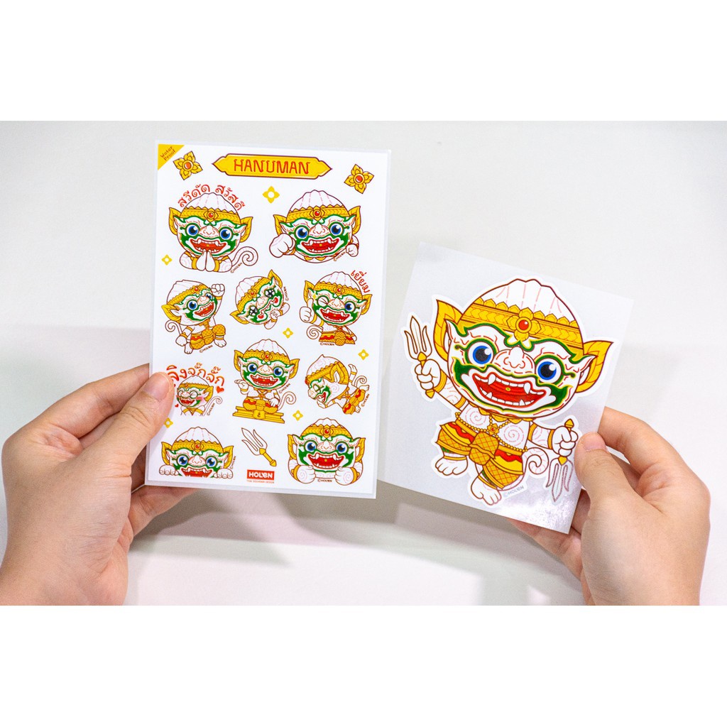 สติ๊กเกอร์ รามเกียรติ์กันน้ำ ลิขสิทธิ์แท้ / Waterproof Ramakien Sticker Holen โฮเล่น ของขวัญ สติกเกอร์ แปะเคสโทรศัพท์