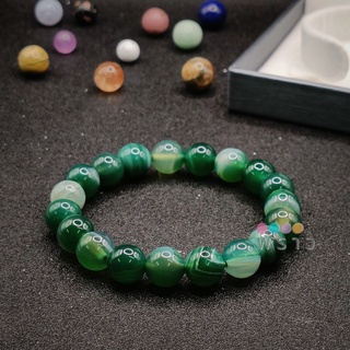 (พราว) หินกรีนอาเกต (Green Agate) ขนาด 10 มม. เสริมความมั่งคั่ง และป้องกันอันตราย  หินผ่านการปลุกเสกและพิธีมงคลแล้ว