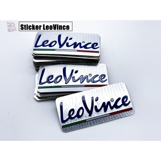 สติ๊กเกอร์ติดท่อ Leovince เพลทอลูมิเนียม ทนร้อน ขนาด 3.5 x 7.5 cm