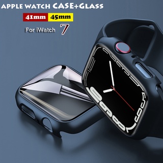 กระจก + เคส สําหรับ Apple Watch Serie 7 360 กรอบกันชน แบบเต็ม เคลือบด้าน เคสแข็ง iWatch 45 มม. 41 มม. อุปกรณ์เสริม ป้องกันหน้าจอ