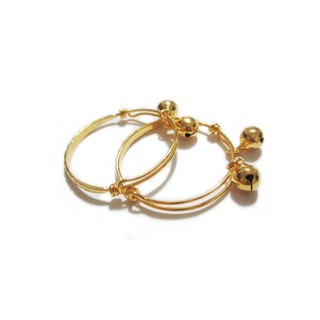 TANITTgems กำไลข้อเท้าเด็กกระพรวนคู่ทองสลักลาย - Gold#1327