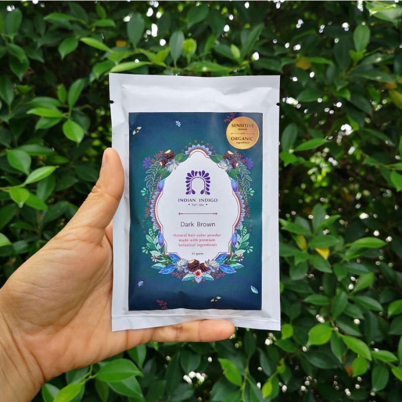 {โค้ดM52NTD ลดเพิ่ม}ผงครามย้อมผมสี​ Darkbrown​ สูตรบอบบางแพ้ง่าย​ ขนาดทดลอง35กรัม