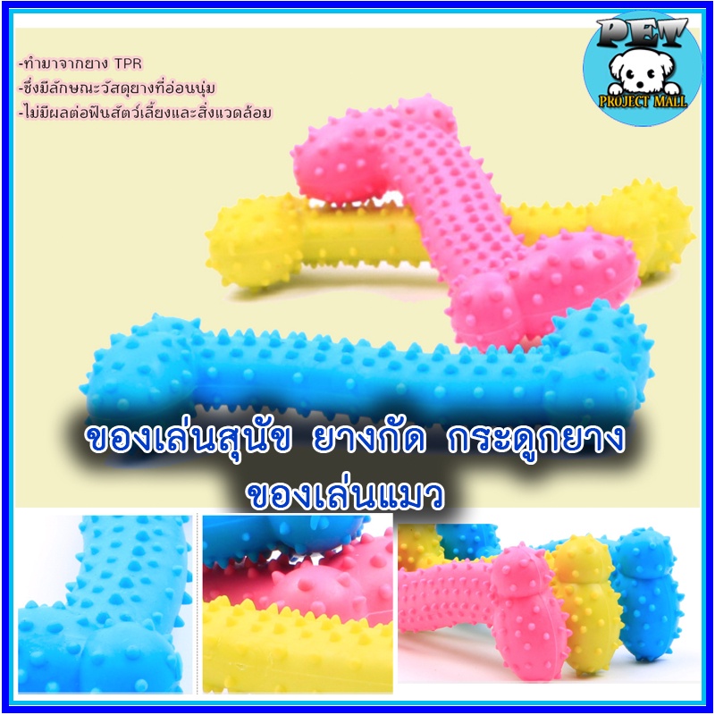 PP-069 ของเล่นยางกัดสำหรับสุนัขและแมว ทรงกระดูก สีสดใส