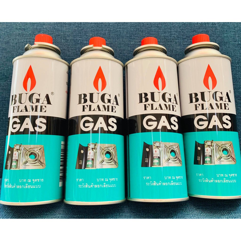 แก๊สกระป๋อง🔥ส่งด่วน!🔥[4 กระป๋อง] ใช้กับเตาแก๊สพกพา สำหรับแคมป์ปิ้ง ยี่ห้อ BUGA มีความปลอดภัยแรงดันสูง