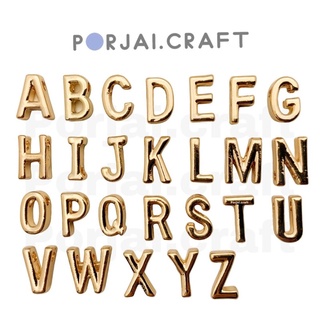 ลูกปัดตัวอักษรสีทอง KC Gold Alphabet Beads 10mm