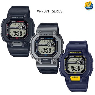 นาฬิกาข้อมือ Casio Standard men 10th year Battery สายเรซิ่น รุ่น W-737H W-737HX Series W-737H-1A W-737H-1A2 W-737H-2A
