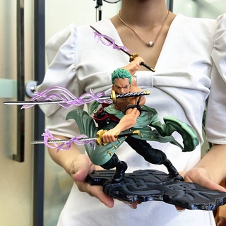 Figure [รุ่นคุณภาพสูง] One Piece สามพันโลก Zoro Pirates GK Roronoa Zoro Luffy สามมีดไหลเทคนิคพิเศษรูปแบบทำมือ