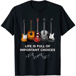 [S-5XL]เสื้อยืด พิมพ์ลายกีตาร์ตลก Life is Full of Important Choices สําหรับผู้ชาย 294558