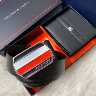 เซตสุดคุ้ม!! กระเป๋าสตางค์+เข็มขัดหนังวัวแท้Tommy Hilfiger  Leather Belt &amp; Wallet Set