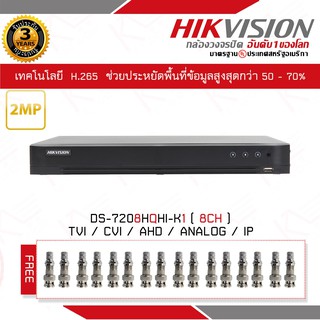 เครื่องบันทึกกล้องวงจรปิด ขนาด 8 ช่อง  DS-7208HQHI-K1 รองรับระบบ 4 ระบบ TVI,AHD,CVI,CVBS