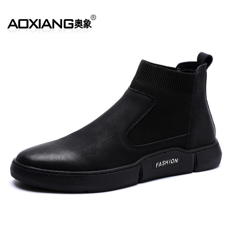❆☂รองเท้าแตะผู้ชาย Chelsea winter men s shoes high top Martin boots leather shoes 2021 new men s tre