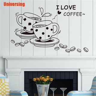 (Universing) สติกเกอร์ I Love Coffee ลอกออกได้ สําหรับติดตกแต่งห้องครัว