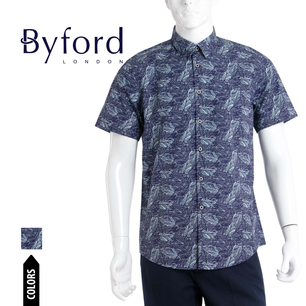 Byford Short Sleeve Slim Fit Batik - 3820005เอฟ