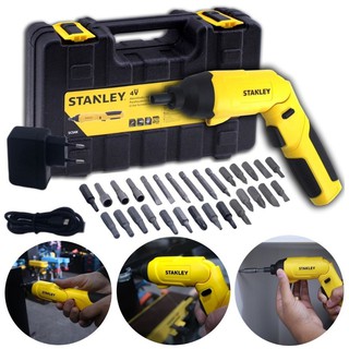 STANLEY สว่านไขควงไร้สาย 4V รุ่น SCS4K พร้อมอุปกรณ์ 30 ชิ้น (ปรับซ้ายขวาได้) รับประกันศูนย์ 2 ปี