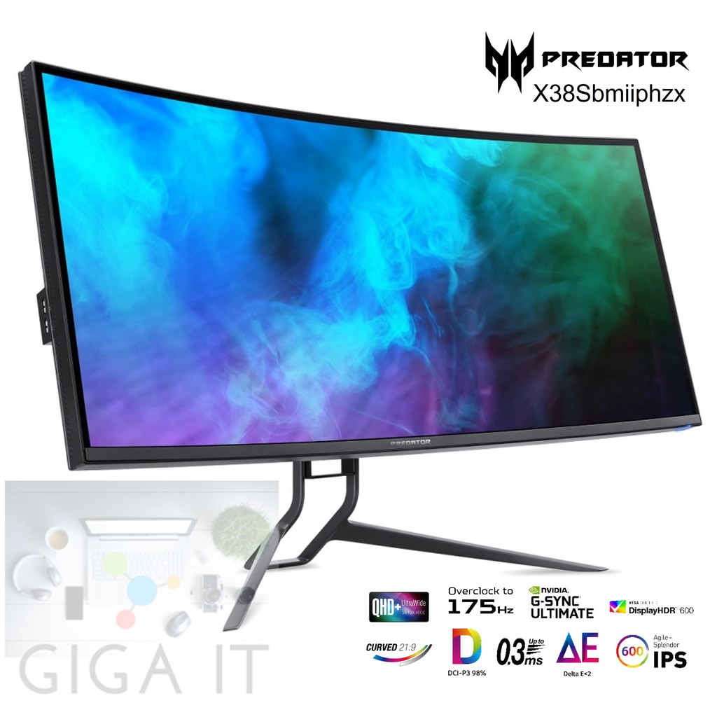 ACER Monitor Predator 37.5″ รุ่น X38Sbmiiphzx (UWQHD Curved,IPS,DP,HDMI ...