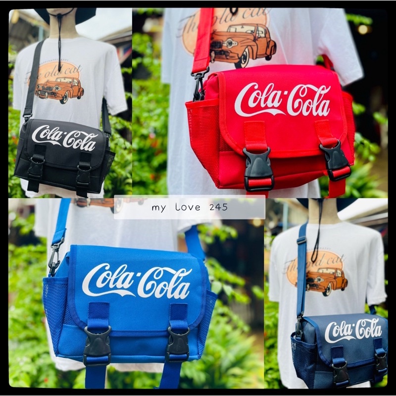 กระเป๋าโค๊ก❤️Coca Cola ❤️คลาสสิค😘สายปรับได้สไตล์วินเทจ😘กระเป๋าทรงหมอน