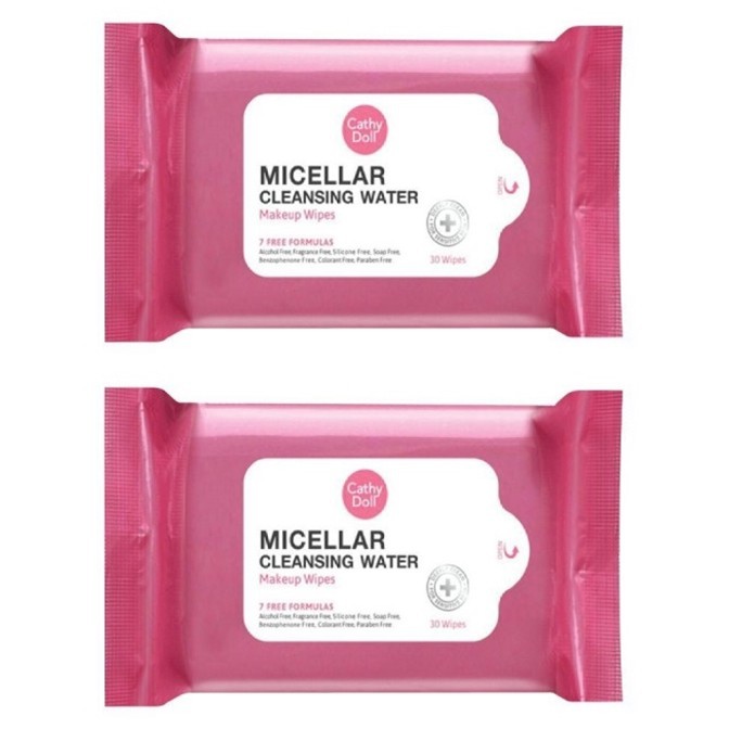 (1แถม1)Cathy​ Doll ​MICELLAR CLEANSING WATER MAKEUP WIPES CATHY DOLL 30s.เคทีดอลล์ ทิชชู่เช็ดเครื่อง