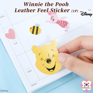 [Daiso Korea] Disney Winnie the Pooh Leather Feel Sticker (1P), Diary Decorating, Photo Card Decorating