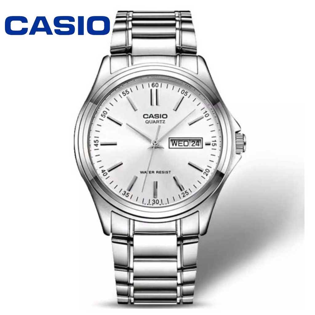 นาฬิกาคู่ นาฬิกาข้อมือเด็ก Casio Stancdard รุ่น MTP-1239D-7ADF นาฬิกาผู้ชายสายแสตนเลส หน้าปัดสีเงิน มั่นใจ ของแท้100% รั