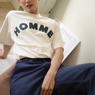 (พร้อมส่ง)HOMME Oversized T-Shirt เสื้อยืดทรงหลวมโอเวอร์ไซส์ ไหล่ตก สไตล์เกาหลี