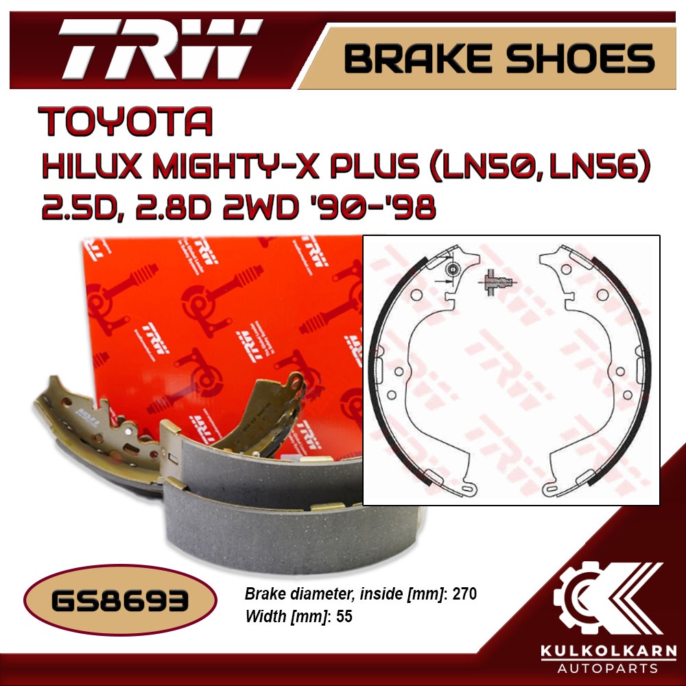 ก้ามเบรคหลัง TRW สำหรับ HILUX MIGHTY-X PLUS (LN50, LN56) 2.5D, 2.8D 2WD '90-'98 (GS8693)