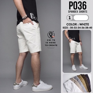 Goodwin P036 กางเกงขาสั้น ผู้ชาย เอวยืด ผ้ายืด คอตต้อน สีพื้น ยาว 17-18.5 นิ้ว ไซส์ 28-40 Goodwin Brand