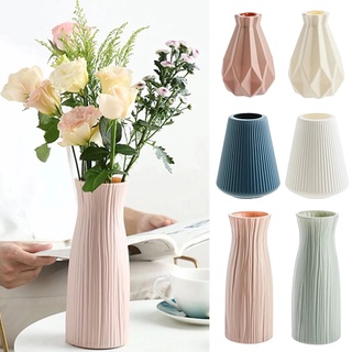 Pink Green White Nordic Style Imitation Ceramic Flower Pot/ Creative Plastic Vase Bottle/ Home Decoration Ornaments