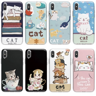 Oppo A37 A39 A57 A59 A3 A3S A5 A5S A7 F1S เคสโทรศัพท์ใสนุ่ม การ์ตูนแมว