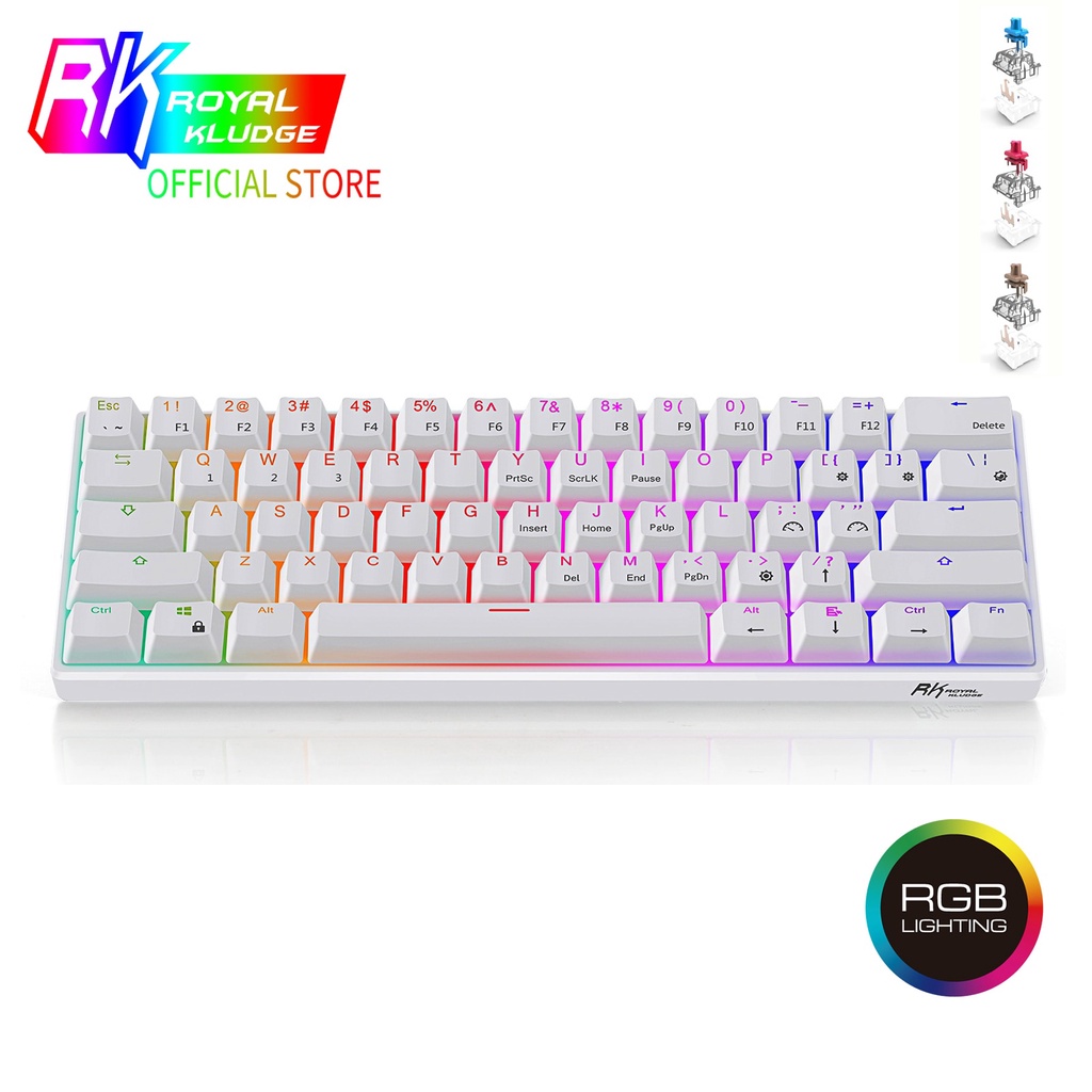 RK61 Mechanical Gaming Keyboard TKL 61 Keys Wireless Bluetooth 60% RGB ...