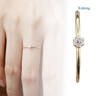 Kuhong แหวนเพชร 1.25 Ct Solitaire Donna สีโรสโกลด์ 18 K สําหรับผู้หญิง