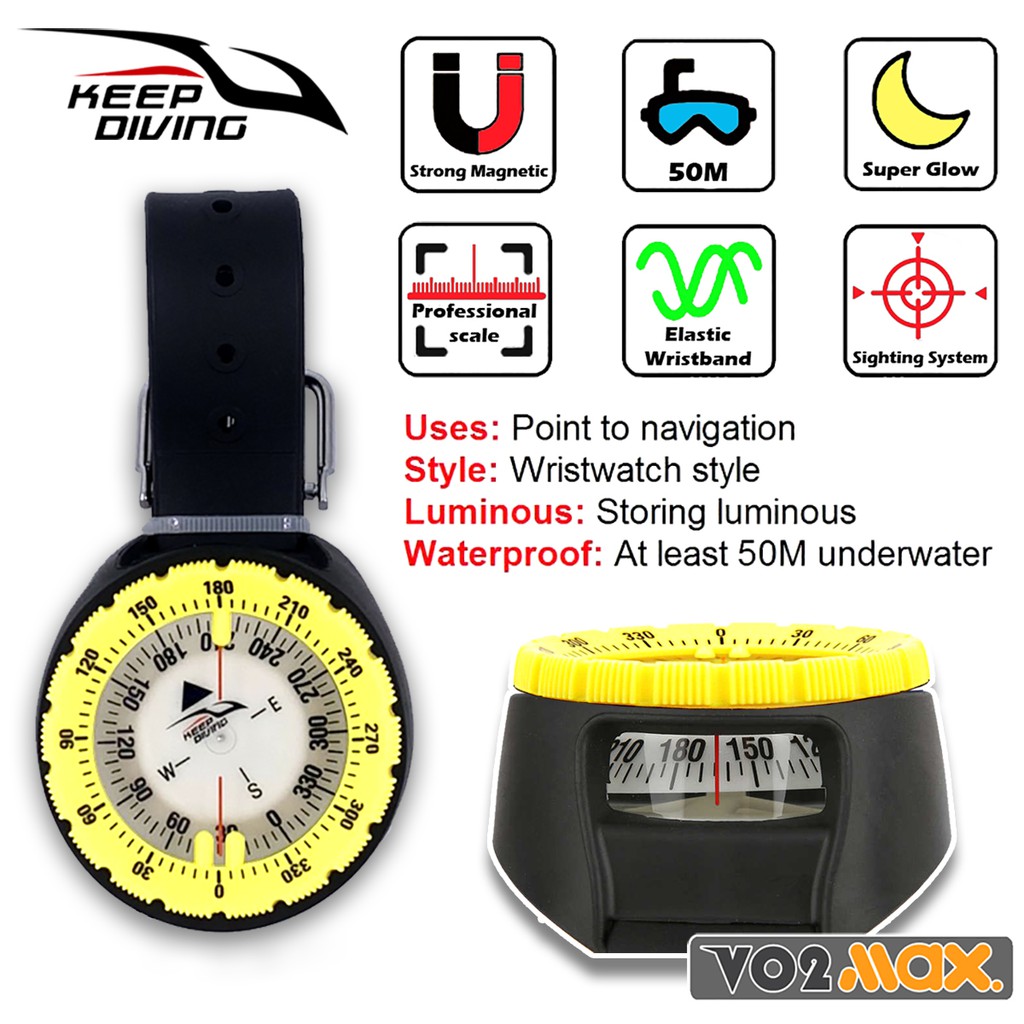 KEEP DIVING อุปกรณ์ดำน้ำ scuba เข็มทิศ ข้อมือ ดำน้ำ Diving Compass กัน ...