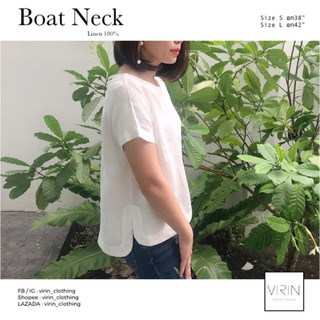 Virin_Clothing เสื้อลินิน แท้ คอปาด Boat neck งานดีไซน์ตัดเย็บเอง