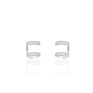 SWAN - Everyday Ear Cuff ต่างหูหนีบเงินแท้ ไม่ต้องเจาะ ฝังเพชรคิวบิคเซอร์โคเนีย cubic zirconia