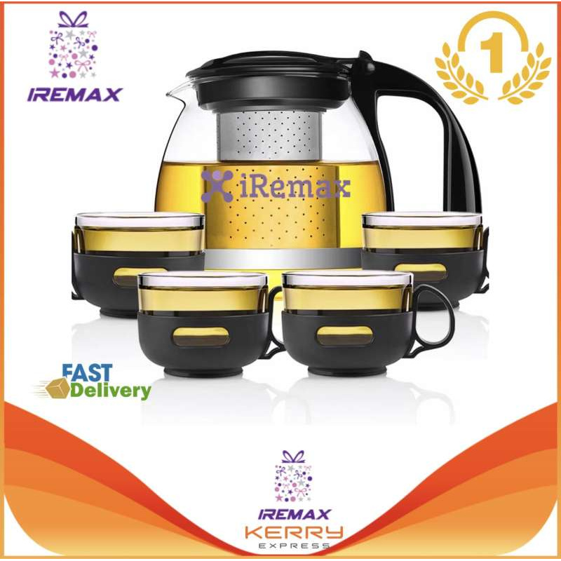 iRemax ชุดกาชงชาแบบมีไส้กรอง พร้อมถ้วยชา 4 ถ้วย รุ่น LP-ZL700 (black)
