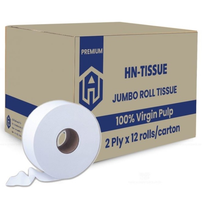 HN กระดาษชำระม้วนใหญ่ JRT 2ชั้น 300เมตร, 1 ม้วน ผลิตจากเยื่อกระดาษ บริสุทธิ์ 100% (virgin pulp)