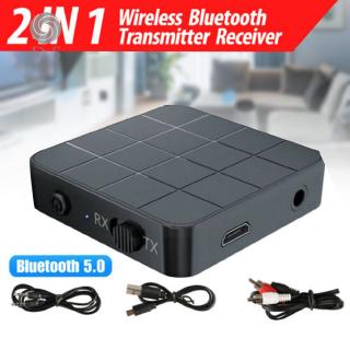 Bluetooth อุปกรณ์รับสัญญาณบลูทูธ Wireless Audio Receiver Sound เบสแน่น เสียงดี ตัวรับส่งสัญญาณ บลูทูธ Bluetooth 5.0  เครื่องเสียง สำหรับรถยนต์2 in 1 Bluetooth 5.0 Wireless Audio Transmitter Receiver Music Adapter RCA AUX