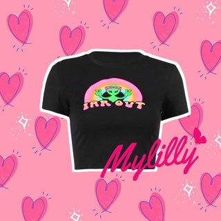 🌷Mylilly🌷ครอป เสื้อครอป เสื้อยืด เสื้อสายฝอ เสื้อเกาหลี ผ้ายืด อก 30-36 นิ้ว