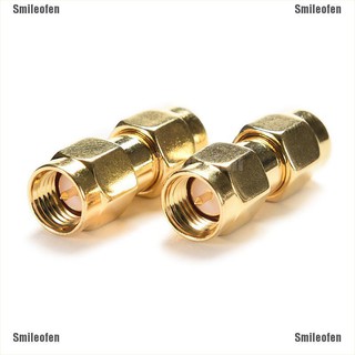 Smileofen 1pce อะแดปเตอร์ SMA Male To SMA Male Plug RF connector straight Gold