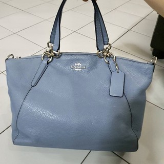 👑ผ่อน0%~แท้100%👑กระเป๋าสะพาย พัดหนัง สีฟ้า Coach F29867