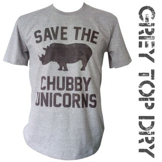 เสื้อยืดอนุรักษ์แรด Save The Chubby Unicorns t-shirts  Chest size  32"-52" (ไซด์ใหญ่สุดรอบอก 52 นิ้ว)