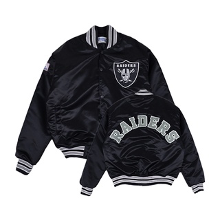 เสื้อแจ็กเก็ต RAIDERS CHALKLINE BLACK LAS VEGAS BASEBALL NFL AMERICAN FOOTBALL VINTAGE