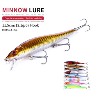 Hengjia 1pcs 11.5cm/13.1g Minnow Fishing Bait เหยื่อตกปลาเหมือนจริง ตะขอเหล็กคาร์บอนสูง Crankbait Fishing Lure Tackle