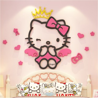 Hello Kitty สติ๊กเกอร์3D คิตตี้ สติ๊กเกอร์แปะผนัง ตกแต่งห้อง