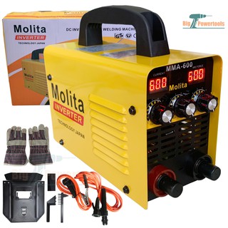 MOLITA ตู้เชื่อม Inverter รุ่นใหญ่ MMA-600 (รุ่นใหม่ล่าสุด2 จอ 3 ปุ่ม ）ตู้เชื่อมไฟฟ้า รุ่นสีเหลือง