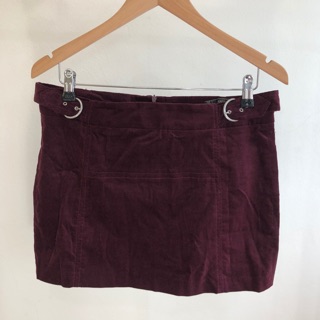 Zara Burgundy Velvet Mini Skirt